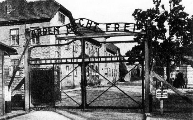 Main entrance to the Auschwitz-Birkenau concentration camp