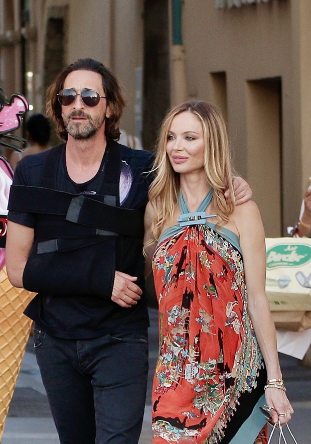 Adrien Brody and Georgina Chapman seen enjoying a romantic stroll in St Tropez.