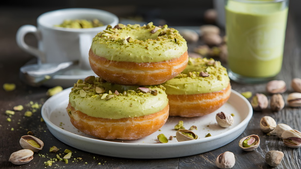 pączki z kremem pistacjowym