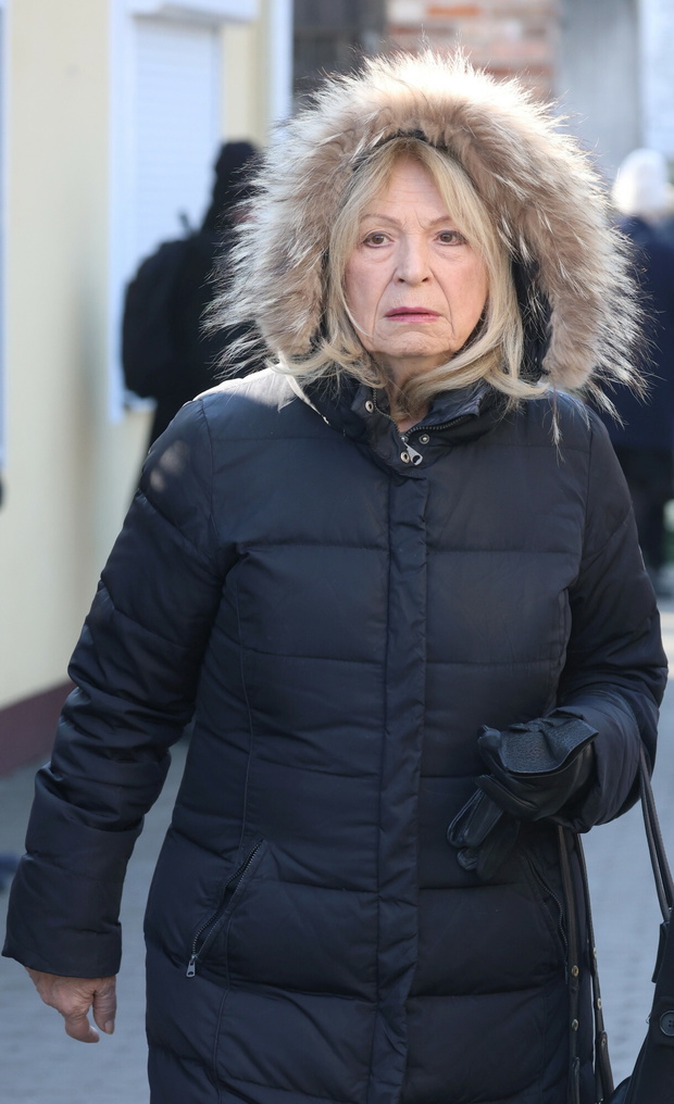23.02.2025. Warszawa. Pogrzeb Mariana Turskiego na Cmentarzu Zydowskim w Warszawie. N/z: Irena Karel