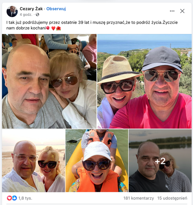 Cezary Żak i Katarzyna Żak świętują 39. rocznicę ślubu