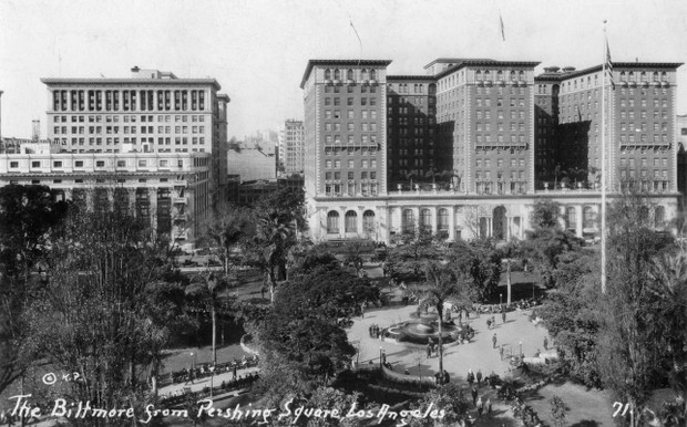 The Biltmore from Pershing Square, Los Angeles, California, USA, c1933.