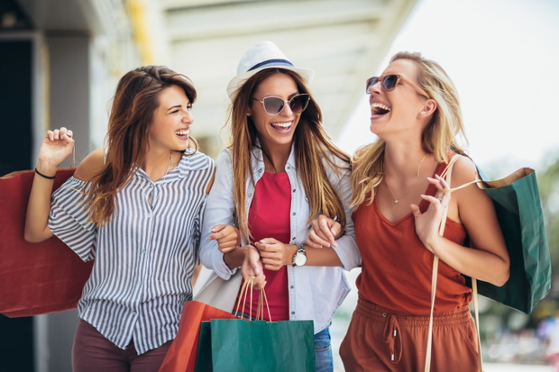 Beautiful woman with shopping bags in the city-sale, shopping, t