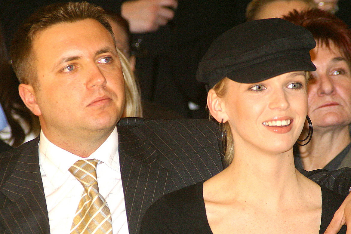 Magda Mołek, pierwszy mąż Daniel Lewczuk, Vistula - kolekcja wiosna-lato 2004, hotel Intercontinental, 17.02.2004 rok