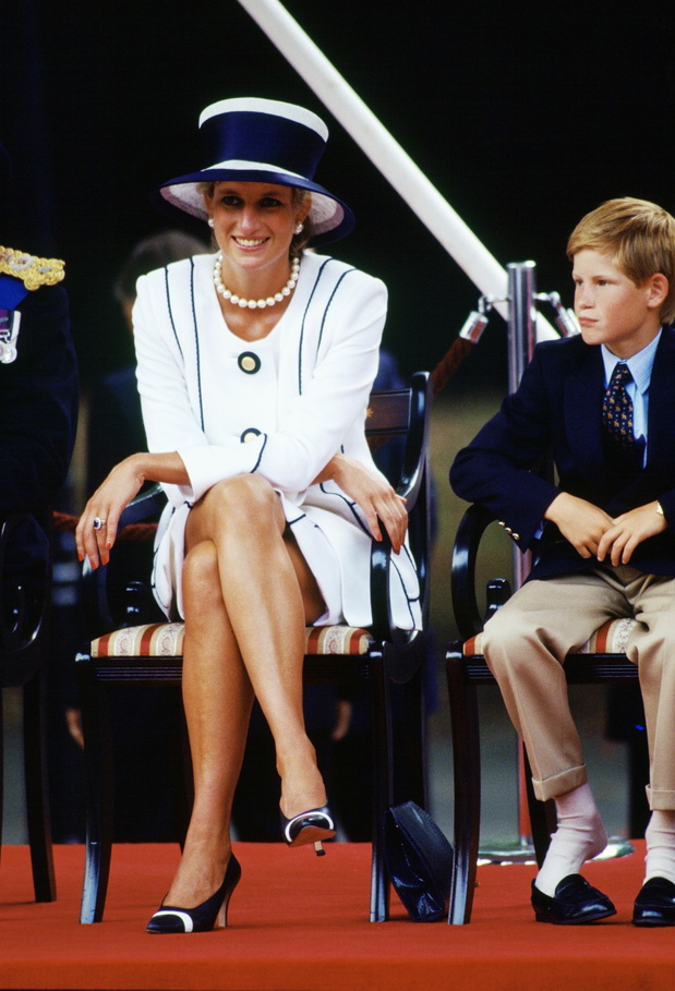 Diana, Princess of Wales and Prince Harry attend the VJ Day