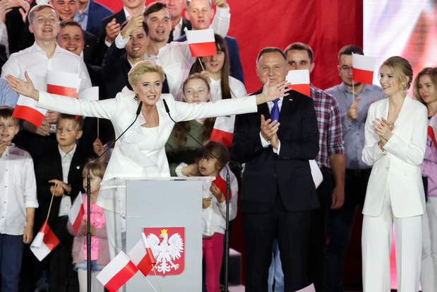 Agata Kornhauser-Duda, Andrzej Duda, Kinga Duda, 12.07.2020 Pultusk II tura wyborow prezydenckich Wieczor wyborczy Andrzeja Dudy