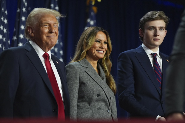 Wieczór wyborczy Trumpa w Palm Beach, Donald Trump, Melania Trump, Barron Trump, 2024
