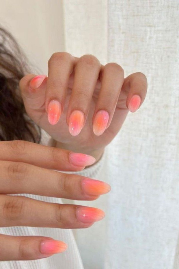 Peach Sorbet Airbrush Nails