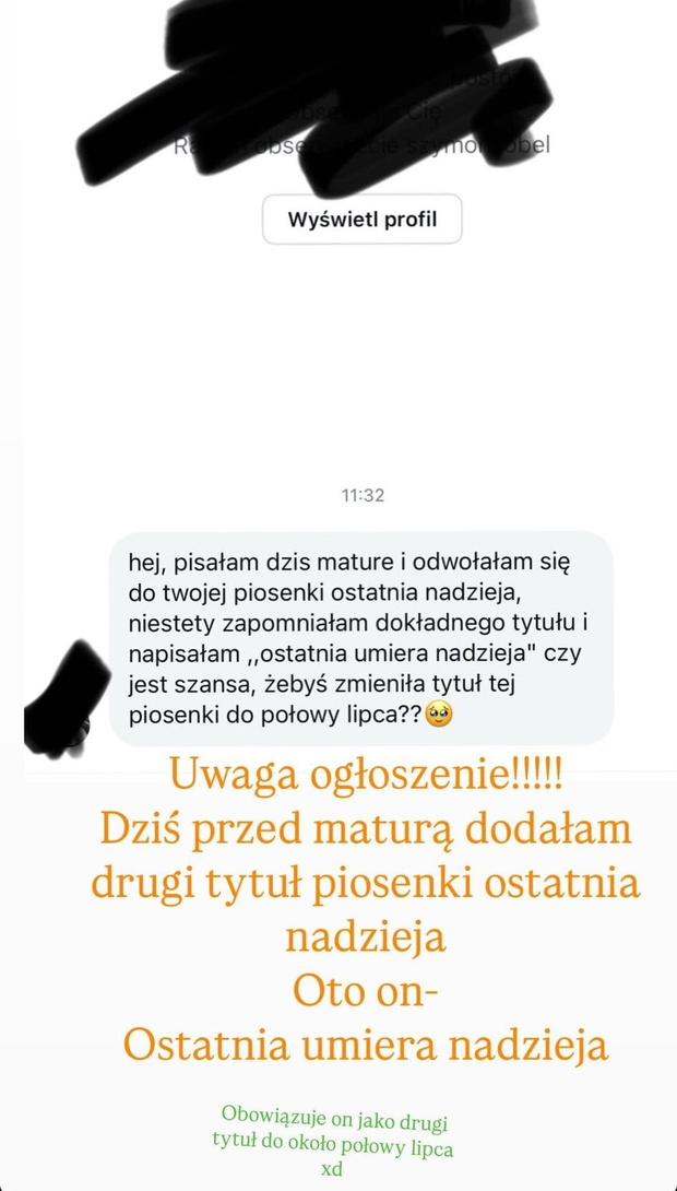zrzut ekranu instagram, sanah