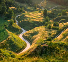 Winding road on Ponidzie, Swietokrzyskie, Poland