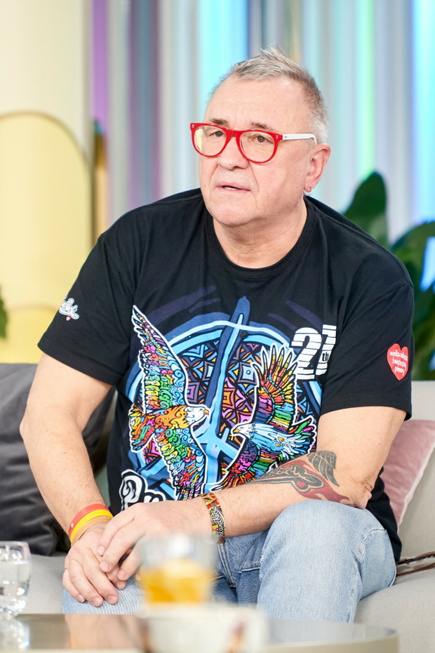 Jerzy Owsiak, Warszawa, 10.04.2021. Na planie programu Dzien Dobry TVN