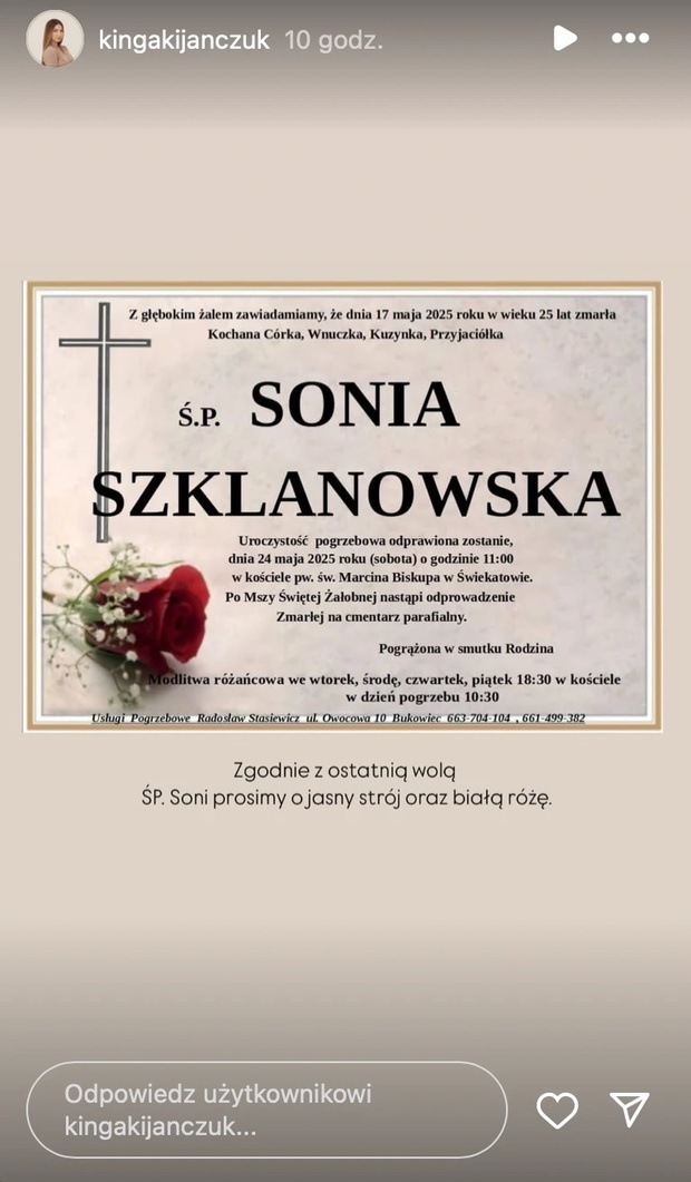 Sonia Szklanowska ppogrzeb