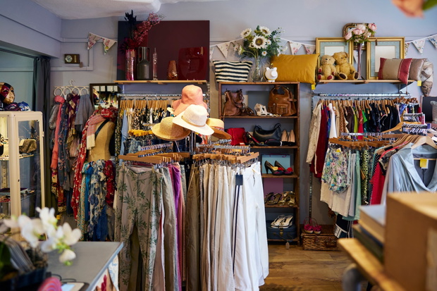 Interior Of Charity Shop Or Thrift Store Selling Used And Sustai