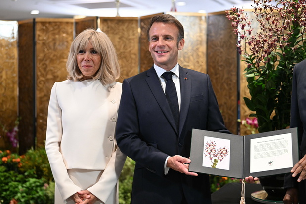 Emmanuel Macron, Brigitte Macron, wizyta w Singapurze, parlament, 30.05.2025 r.
