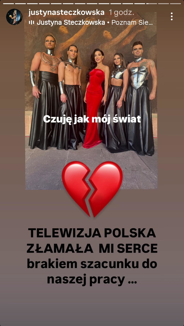 Justyna Steczkowska na stories o Telewizji Polskiej, 31.05.2025 r.
