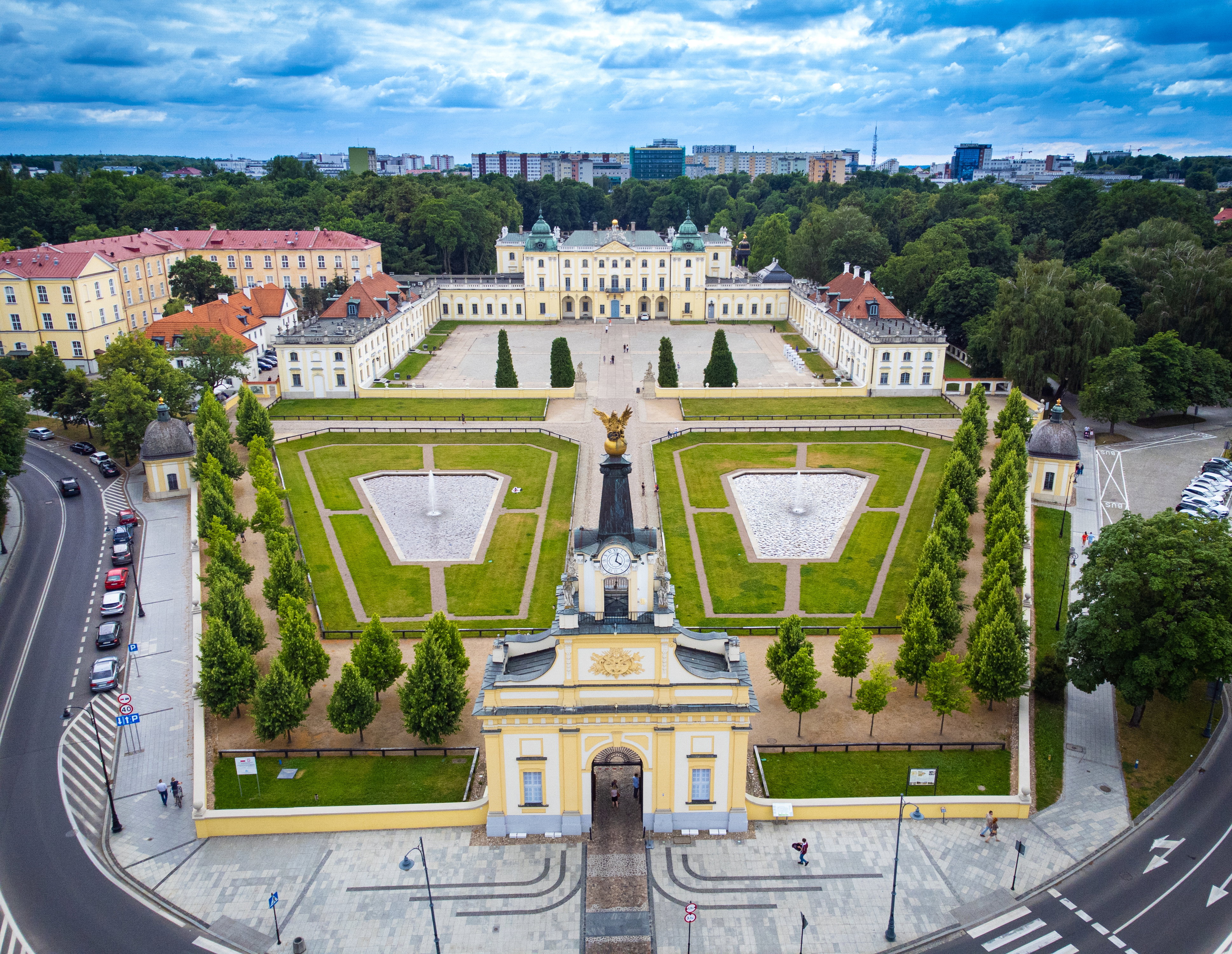 Białystok, Pałac Branickich w Białymstoku, Ogrody Branickich, Ogród Francuski, panorama Białegostoku, pałac