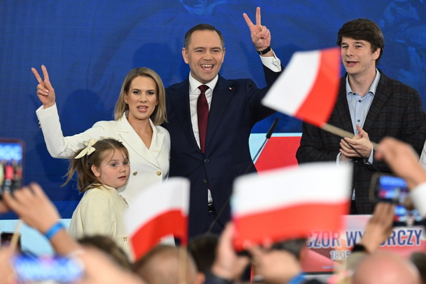 Gdańsk, 18.05.2025. Karol Nawrocki z żoną Martą Nawrocką