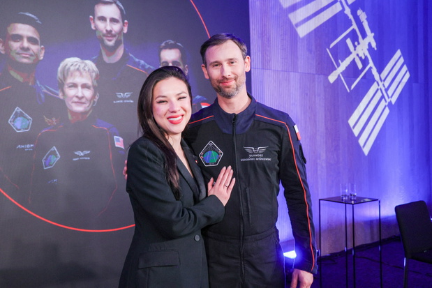 Slawosz Uznanski-Wisniewski z malzonka Aleksandra Uznanska-Wisniewska, Warszawa, 05.02.2025. Centrum Nauki Kopernik. Spotkanie premiera Donalda Tuska i ministra rozwoju i technologii Krzysztofa Paszyka z czlonkami zalogi misji kosmicznej amerykanskiej fir