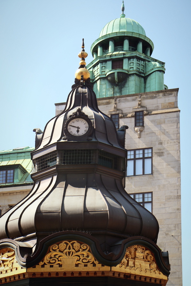 Copenhagen, Denmark - view of antique building towers in city c
