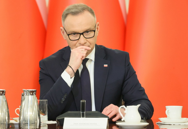 Andrzej Duda, prezydent konsultuje ustawę dotyczącą składki zdrowotnej, Warszawa, Pałac Prezydencki, 05.05.2025 r.