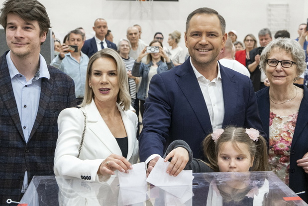 Karol Nawrocki, Marta Nawrocka, Katarzyna Nawrocka, Daniel Nawrocki, Elżbieta Nawrocka, druga tura wyborów prezydenckich, Warszawa, 01.06.2025 r.