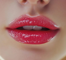 Sexual full lips Natural gloss of lips and womans skin The mouth is closed Increase in lips cosmetology Natural lips Great summer mood with open eyes fashion jewelry Pink lip gloss : Generative AI