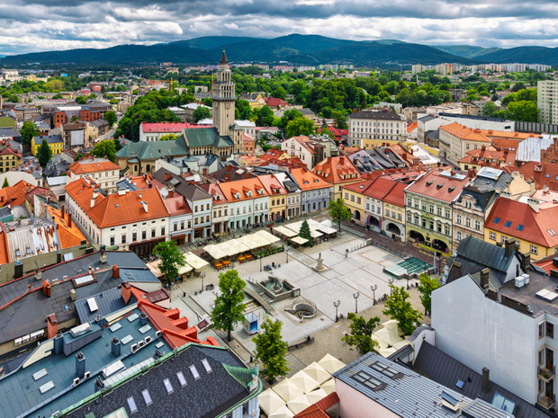 Widok na Starówkę w Bielsku-Białej