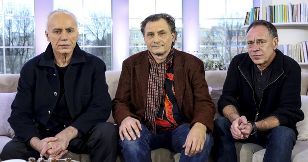 Bogdan Kowalewski, Ryszard Olesiński, Paweł Markowski (zespół Złoty Manaam), plan programu „Pytanie na śniadanie”, Warszawa, 20.01.2014 rok
