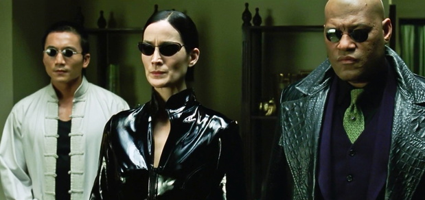 Laurence Fishburne, Carrie-Anne Moss, and Collin Chou