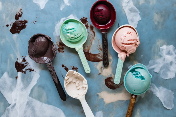 Ice cream spoons, Generative AI.