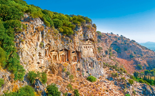Famous Lycian Tombs of ancient Caunos town, Dalyan, Turkey