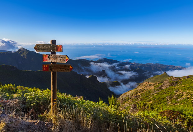 Signboard Pico Ruivo in Madeira Portugal