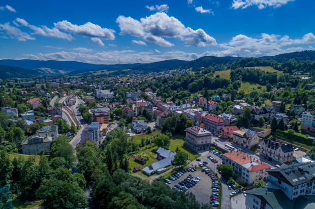 Krynica Zdrój z lotu ptaka