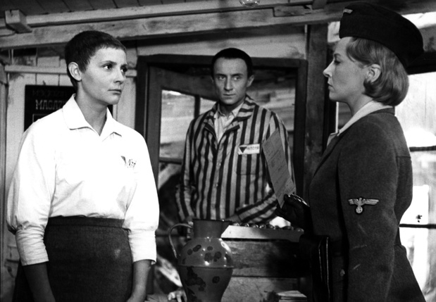 Marek Walczewski, Aleksandra Śląska, Anna Ciepielewska, plan filmu „Pasażerka” w reżyserii Andrzeja Munka, 1963 rok