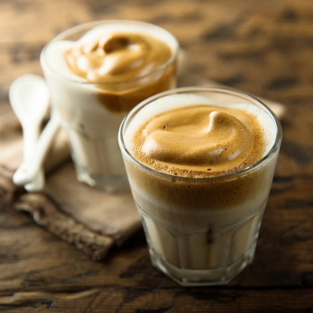 Homemade iced coffee drink for two