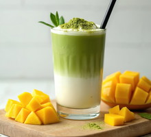 Egzotyczny napój mango matcha.