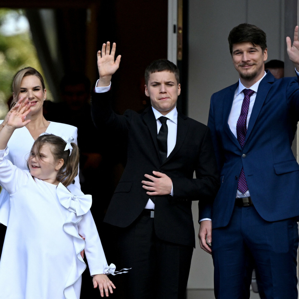 JAMNIK Rodzina Nawrockich: od lewej: Marta Nawrocka, Kasia Nawrocka, Daniel Nawrocki, Antoni Nawrocki