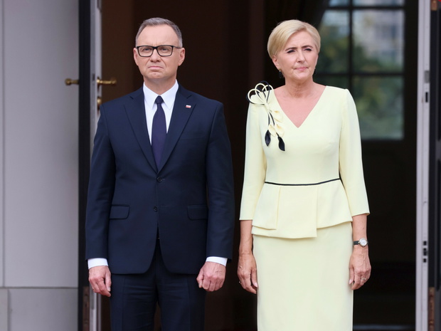 Andrzej Duda, Agata Kornhauser-Duda, uroczystość pożegnania prezydenta z siłami zbrojnymi RP, Warszawa, Pałac Prezydencki, 05.08.2025 r.