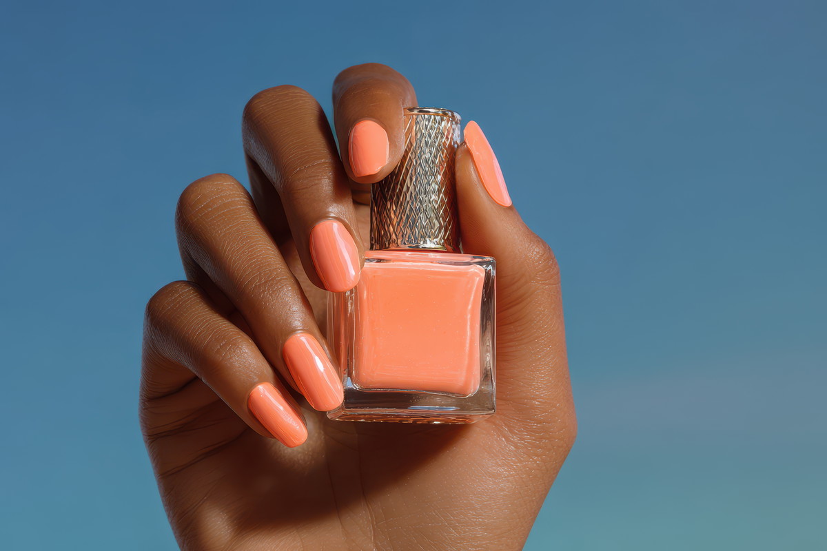 Kobieta z pomarańczowym manicure