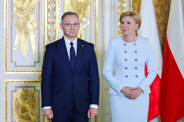 Warszawa, 03.05.2025. Prezydent RP Andrzej Duda i pierwsza dama Agata Kornhauser-Duda