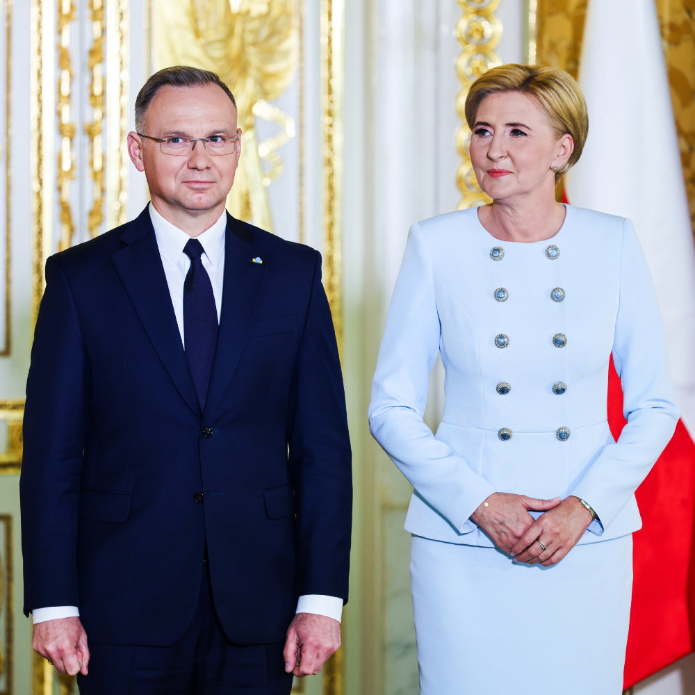 Warszawa, 03.05.2025. Prezydent RP Andrzej Duda i pierwsza dama Agata Kornhauser-Duda