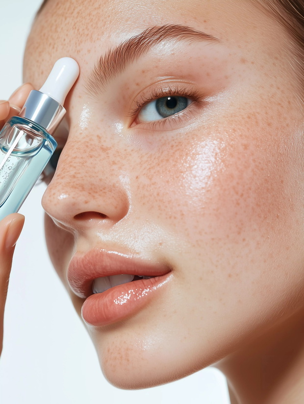Kobieta z niebieskiem serum