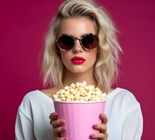 Kobieta z popcornem