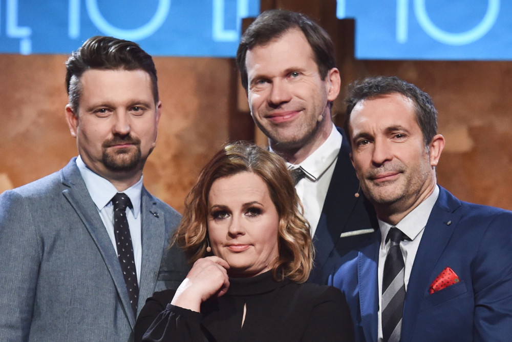 Warszawa, 22.01.2016. Kabaret HRABI, Joanna Kołaczkowska, Tomasz Majer, Dariusz Kamys Łukasz Pietsch