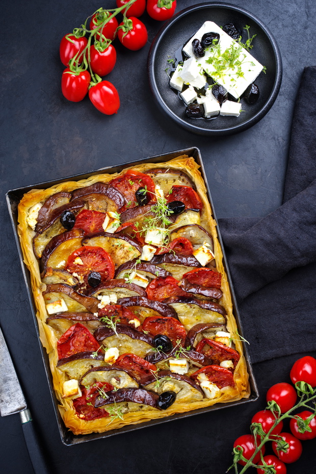 Tarta tatin z pomidorami i bakłażanem