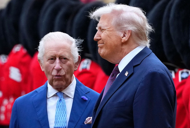Prezydent Trump z wizytą w Wielkiej Brytanii, Król Karol III, prezydent Donald Trump