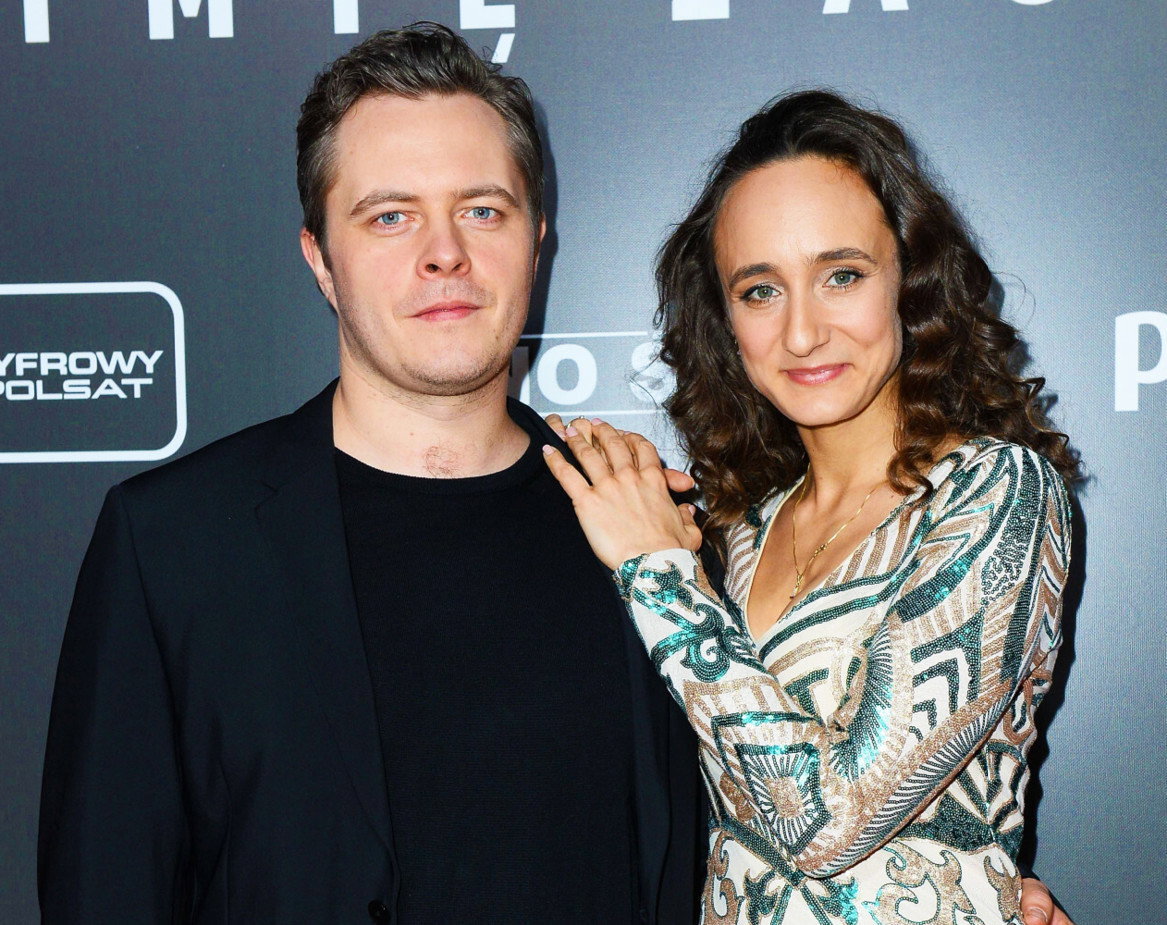 Tomasz Schuchardt, Kamila Kuboth-Schuchardt, żona Tomasza Schuchardta, premiera filmu „Psy 3”, Warszawa, 14.01.2020 rok