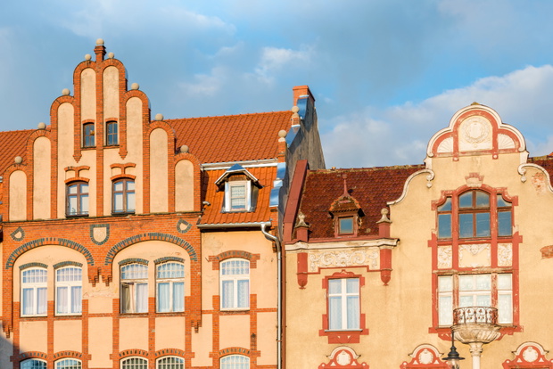 Fasady historycznych budynków w Lidzbarku Warmińskim