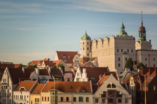 Szczecin, Zamek Książąt Pomorskich w tle