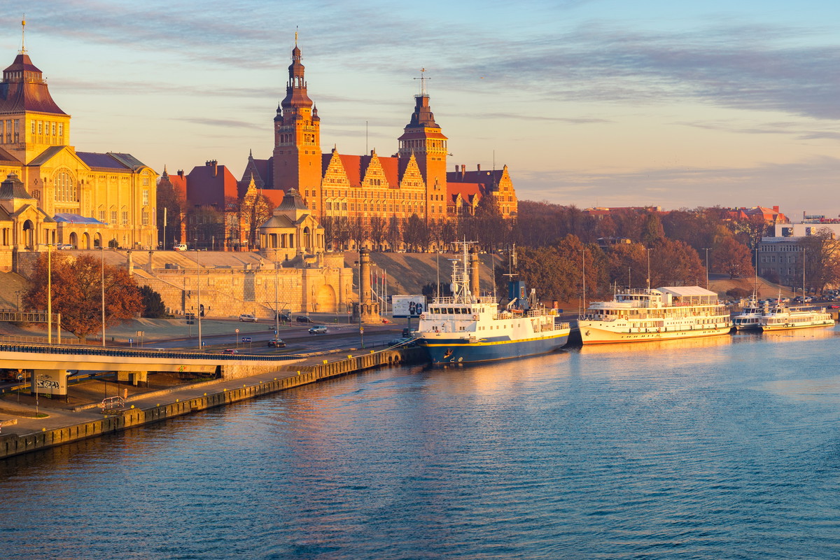 Widok na stare miasto w Szczecinie